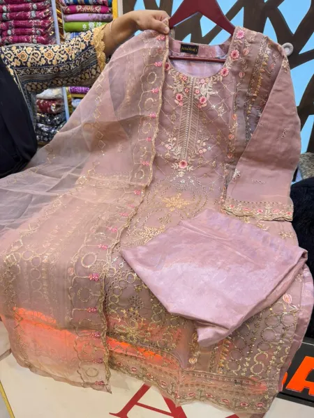 Premium Organza Embroidered Party Set